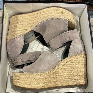 Dolce Vita Taupe Suede Wedge Sandals